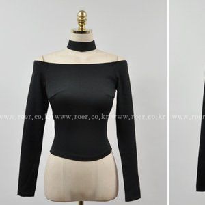 Black Choker Long Sleeve Top.